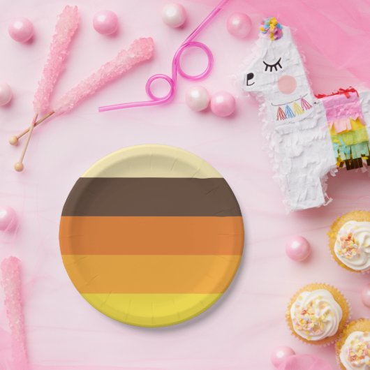 70er Retro gestreiftes Farbmuster Pappteller (Party)