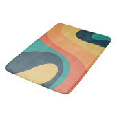 70er Retro Groovtern Muster Aquamarin, orange, gel Badematte (Schrägansicht)