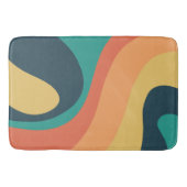70er Retro Groovtern Muster Aquamarin, orange, gel Badematte (Vorderseite)