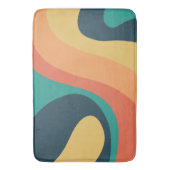 70er Retro Groovtern Muster Aquamarin, orange, gel Badematte (Vorderseite Vertikal)