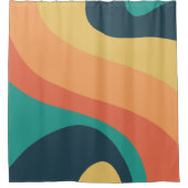 70er Retro Groovtern Muster Aquamarin, orange, gel Duschvorhang (Vorderseite)
