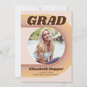 70er Retro Groovy Arch Funky Foto Abschluss Einladung (Vorderseite)