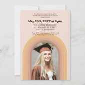 70er Retro Groovy Arch Funky Foto Abschluss Einladung (Rückseite)