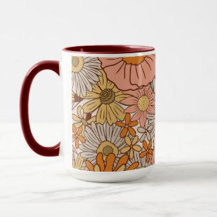 70er Retro-Groovy-Blumenmuster Tasse