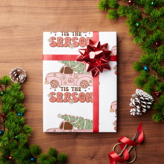 70er Retro Groovy Dies ist die Weihnachtszeit Geschenkpapier (Feiertagsgeschenk)