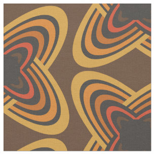 70er Retro Groovy Gold Brown Spirals Stoff