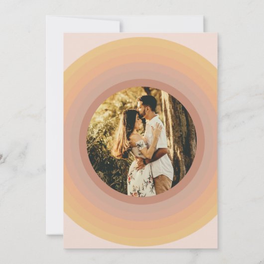 70er Retro Groovy Lines Funky Foto Wedding Einladung (Rückseite)