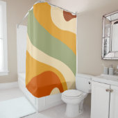70er Retro Groovy Muster Cream, grün, orange Duschvorhang (Beispiel)