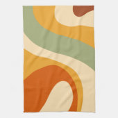 70er Retro Groovy Muster Cream, grün, orange Geschirrtuch (Vertikal)