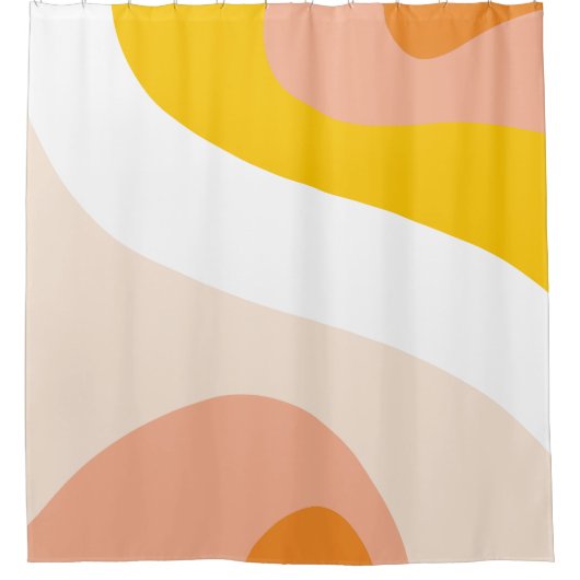 70er Retro Groovy Muster Peach, Gelb, orange Duschvorhang (Vorderseite)