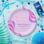 70er Retro Groovy Party Daisies Lila Geburtstag Pappteller (Party)