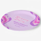 70er Retro Groovy Party Daisies Lila Geburtstag Pappteller (Schrägansicht)