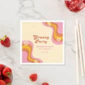 70er Retro Groovy Party Daisies Peach Birthday Serviette (Beispiel)