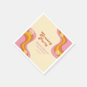 70er Retro Groovy Party Daisies Peach Birthday Serviette (Ecke)