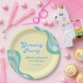 70er Retro Groovy Party Daisies Yellow Birthday Pappteller (Party)