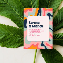 70er Retro Groovy Pastel Pink Blue Einladung