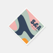 70er Retro Groovy Pastel Pink Blue Orange Wedding Serviette (Ecke)