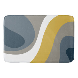 70er Retro Groovy Pattern Navy, Senf, Grau Badematte