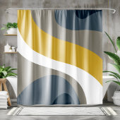 70er Retro Groovy Pattern Navy, Senf, Grau Duschvorhang