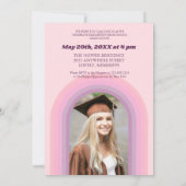 70er Retro Groovy Pink Arch Funky Foto Abschluss Einladung (Rückseite)