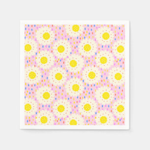 70er Retro Groovy Pink Gänseblümchen Blumenmuster Serviette