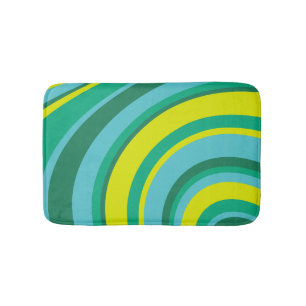 70er Retro Groovy Wave Rainbow Aquamarin Gelb Badematte