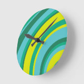 70er Retro Groovy Wave Rainbow Aquamarin Gelb Runde Wanduhr (Winkel)