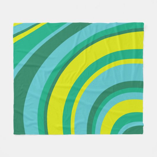 70er Retro Groovy Wave Rainbow Aquamarin Green Fleecedecke (Vorderseite (Horizontal))