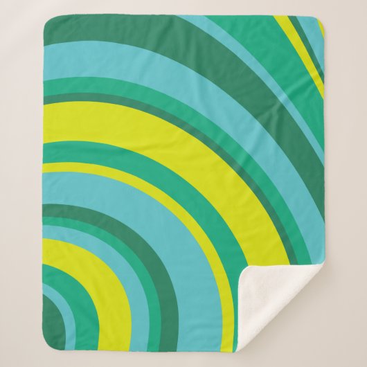 70er Retro Groovy Wave Rainbow Aquamarin Green Sherpadecke (Vorderseite)
