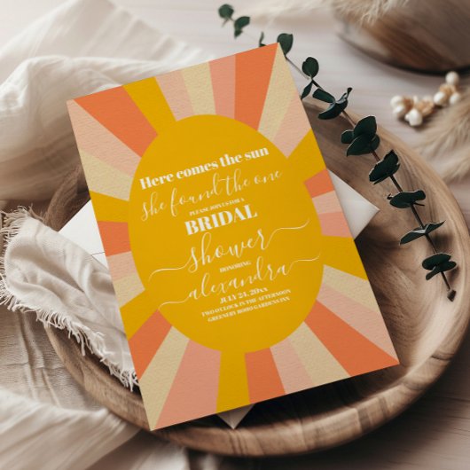 70er Retro Hier kommt das Sun-Brautparty Einladung