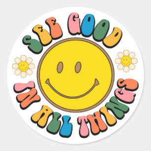 70er Retro-Hippie-Sublimationspaket Runder Aufkleber