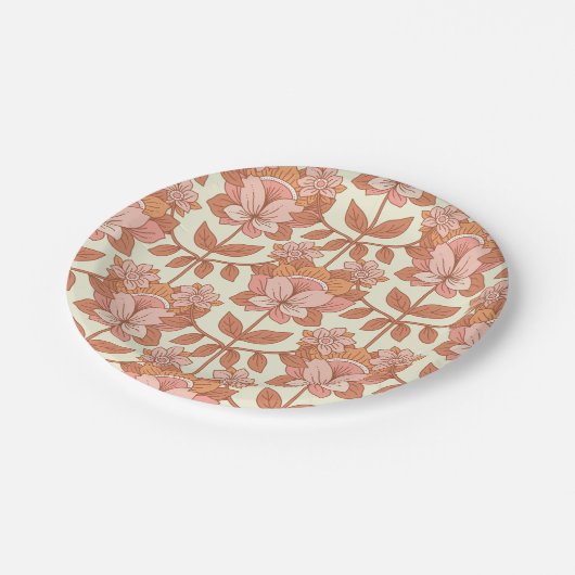 70er Retro Inspiriert Hochzeit Pappteller (Schrägansicht)