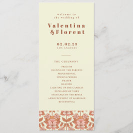 70er Retro Inspiriert Orange Wedding Program Programm