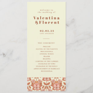 70er Retro Inspiriert Orange Wedding Program Programm