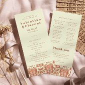 70er Retro Inspiriert Orange Wedding Program Programm