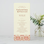 70er Retro Inspiriert Orange Wedding Program Programm (Stehend Vorderseite)