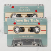 70er Retro-Kassette Hochzeit Save the Date Einladu (Vorne/Hinten)