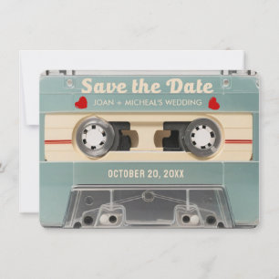 70er Retro-Kassette Hochzeit Save the Date Einladu