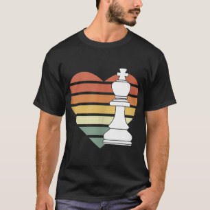70er Retro King Schach Piece Heart Game Player Gra T-Shirt