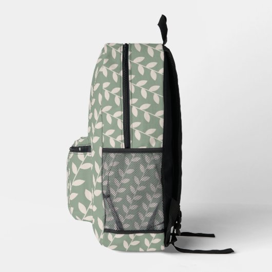 70er Retro-Leaf-Muster Monogramm für den benutzerd Bedruckter Rucksack (Rechts)