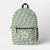 70er Retro-Leaf-Muster Monogramm für den benutzerd Bedruckter Rucksack (Vorderseite)