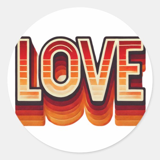 70er Retro LIEBE Stickers (Vorderseite)