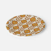 70er Retro Mitte des Jahrhunderts Blumenmuster Pappteller (Schrägansicht)