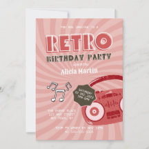 70er Retro Music Einladung zum Geburtstag