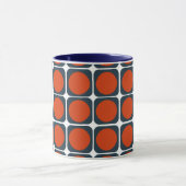 70er Retro Muster in Orange u. in Blauem Tasse (Zentrum)