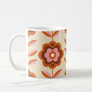 70er Retro-Nahtloses Muster. 60er und 70er Ästheti Kaffeetasse
