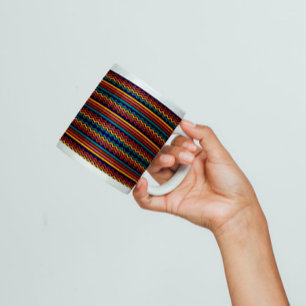 70er Retro Navy- und Senfgelb-Boho-Chevron-Streife Kaffeetasse
