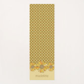 70er Retro Orange Floral Geometric Yogamatte (Vorderseite)