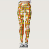 70er Retro orange Gelb kariertes Groovy Leggings (Vorderseite)