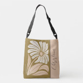 70er Retro Peach-Ivory-Braun-Single-Blume Tragetaschen Mit Langen Trägern (Rückseite)